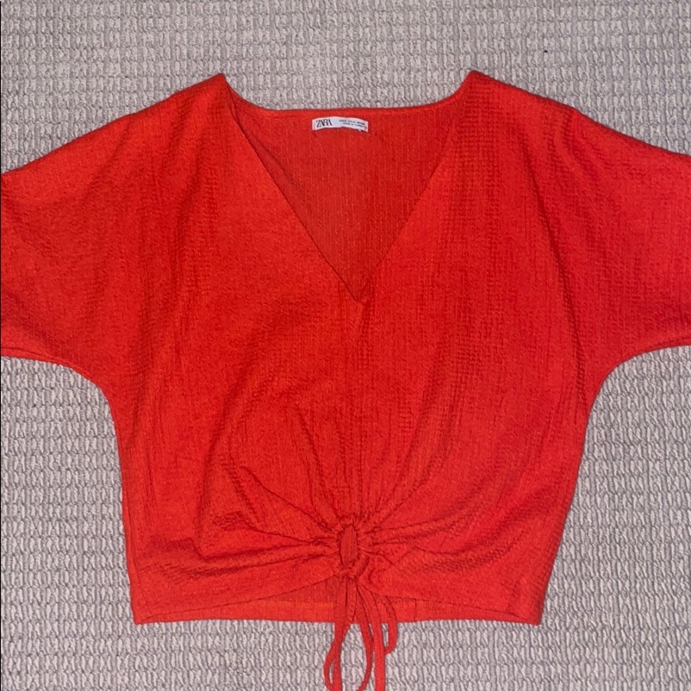 Orange zara shirt